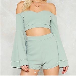 Nasty Gal crop top and shorts set